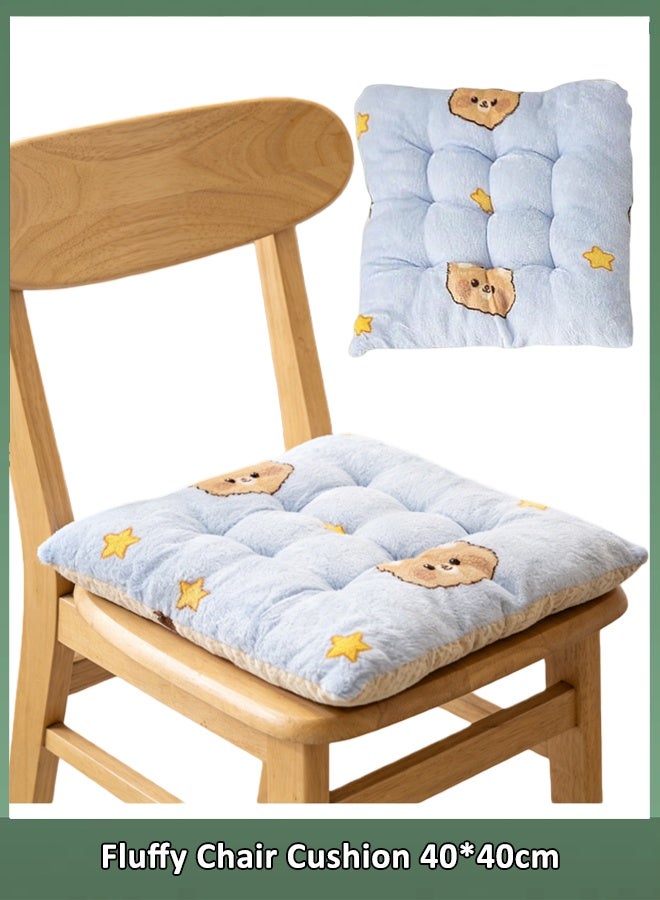 Chair Cushion, Plush Seat Cushion, Chair Pad with Ties, Thickened Square Fluffy Cushion Backrest Pillow, Anti-slip Office Chair Cushion, Reading Cushion Pad for Long Sitting, Floor Cushion 40*40cm - Image 1